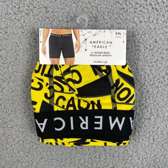 American Eagle Outfitters Men's XXL Yellow Black Caution 6" Flex Boxer Brief - Picture 1 of 9